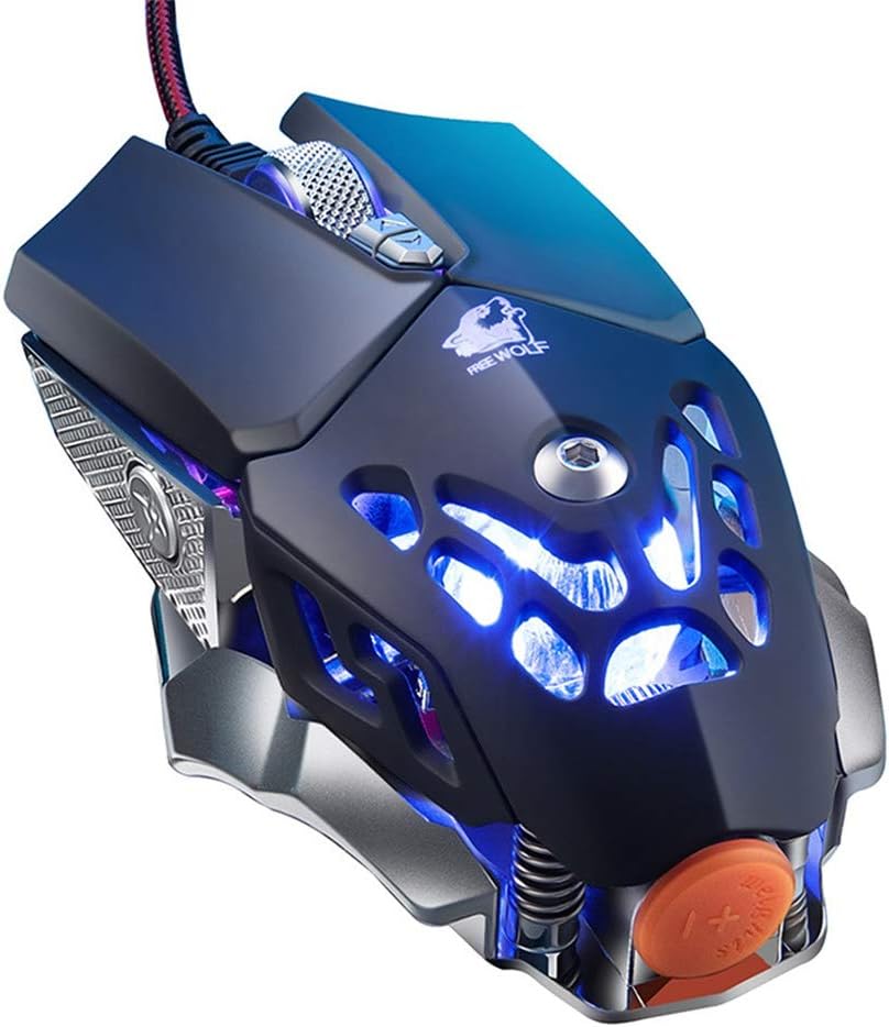 XRFF Mechanical mouse, macro programming light effect CF eat chicken automatic pressure gun LOL waterproof dustproof durable one button even skill professional game,Black