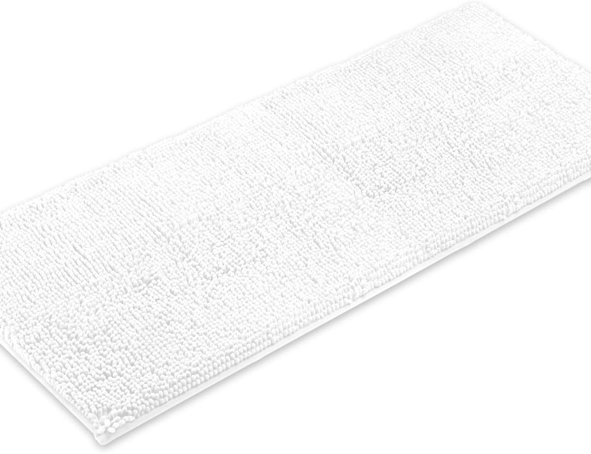 Marvellous Bath Rug Runner, 27.5''x47'' Long Bath Mats for Bathroom, Rectangle Absorbent Bathroom Rugs Anti-Slip, Thickening Shaggy Microfiber, Machine-Washable Mat (White)