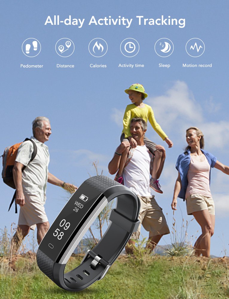 2 Pack Fitness Tracker with Heart Rate Monitor, MEBUYZ IP67 Waterproof Activity Tracker Watch, Smart Pedometer Watch with Sleep Monitor, Step Counter for Men & Kids, Calorie Counter Watch for Women