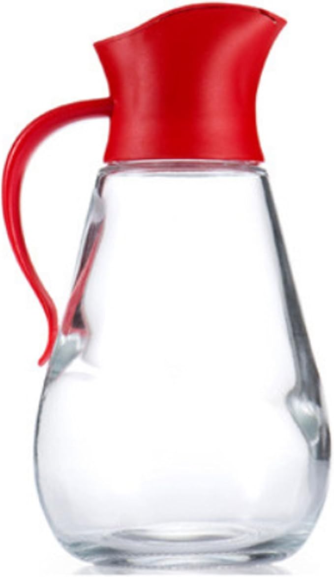 Glass Oil Jug Non drip Slow Pour with auto Opening spout and red lid Amazon.co.uk Kitchen & Home