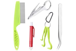 Mrcopetal Tick Removal Tool for Dogs, Tick Tweezers Remover Tool Kit Quick Safe Tick Hook Flea Tick Tweezers Flea Comb Magnifying Glass for Dogs Cats