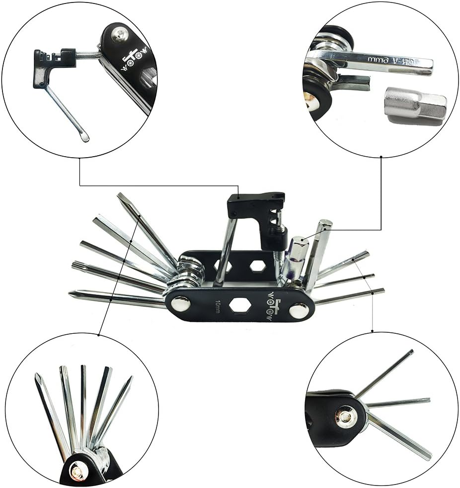 WOTOW Bike Repair Tool Kits Saddle Bag Bicycle Repair Set with Cycling Under Seat Packs 14 in 1 Multi Function Tool Kit Chain Splitter : Sports & Outdoors