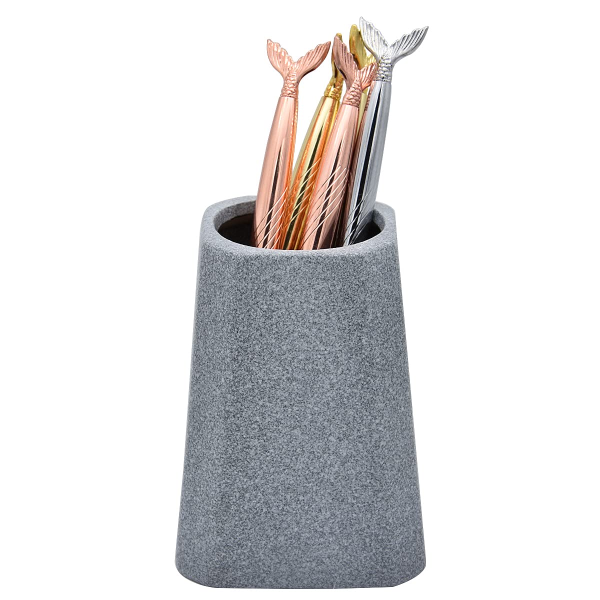 SIPLIV Durable Ceramic Pen Holder Pencil Cup Makeup Brushes Holder Container Desktop Organizer Design for Office Supplies, Living Goods, Decoration Accessories - Grey