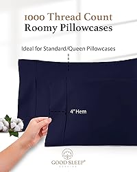 1000 TC Navy Blue Standard Pillowcases Set of 4
