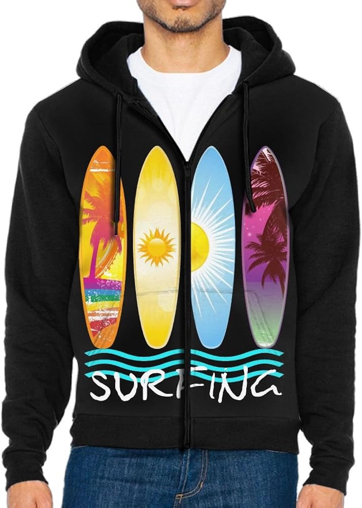 Chicin Men Sunny Colorful Summer Surfing Surf Boards Casual Zip Front