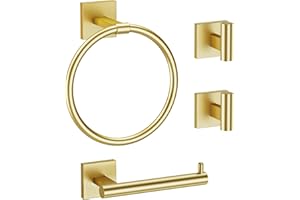 Brushed Gold Towel Holder Set 4 Piece Bathroom Accessories Set SUS304 Stainless Steel Towel Ring Set Wall Mounted