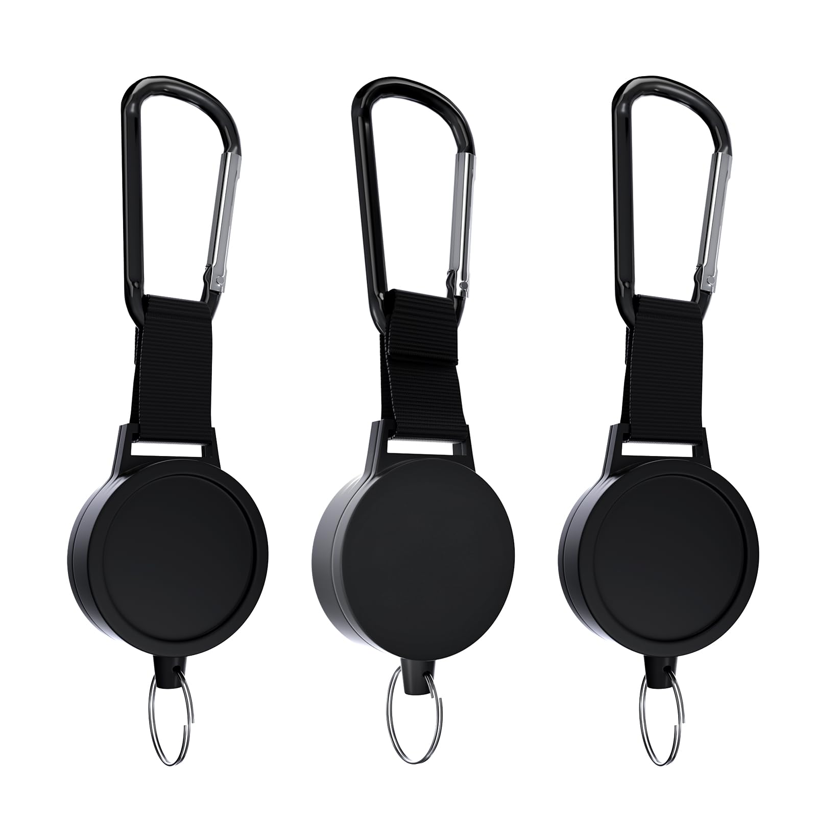 BiaoGan Heavy Duty Retractable Badge Reel with Carabiner Holder, Steel Cord, 68cm Length, 7.0 oz (3)