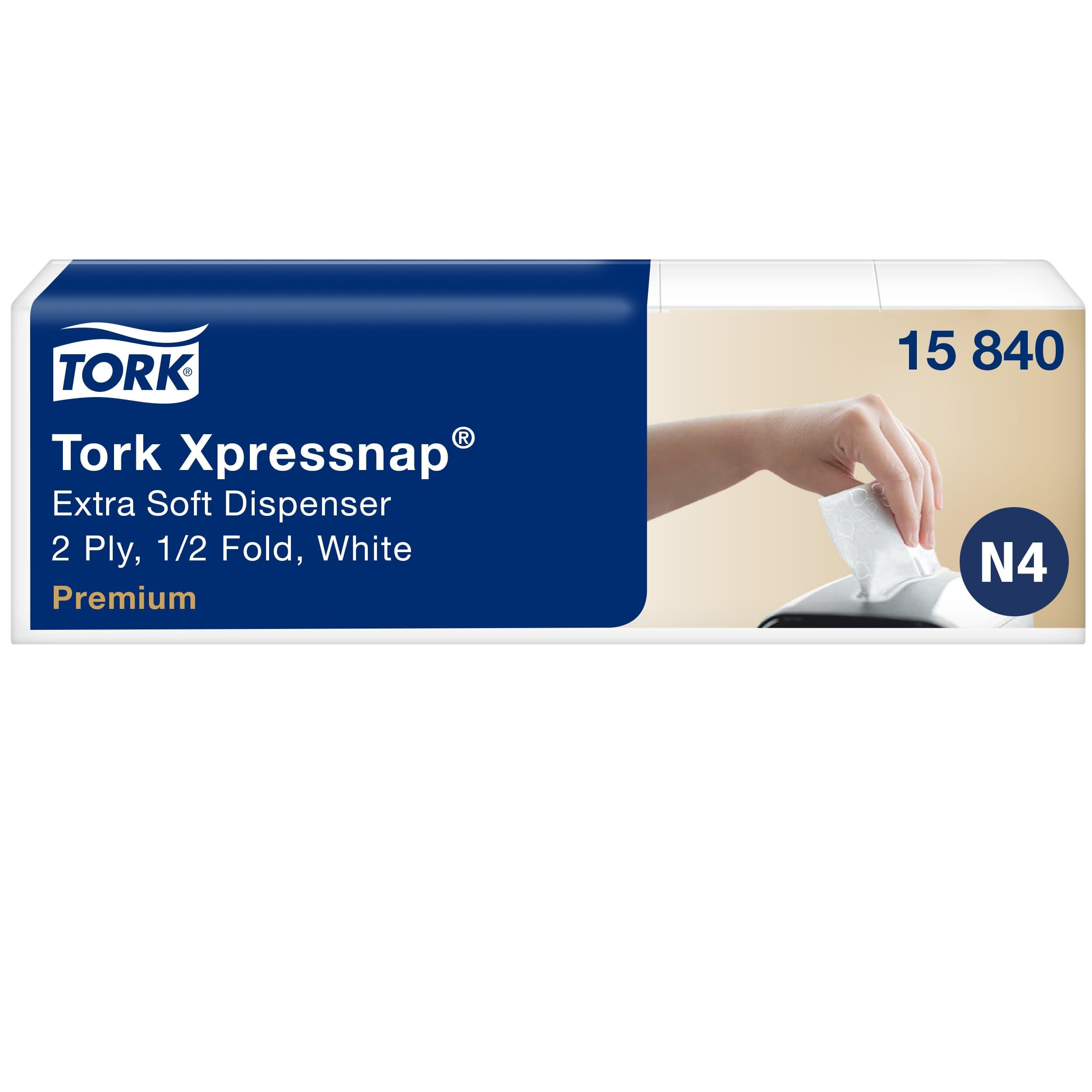 Tork Xpressnap® White Extra Soft Dispenser Napkin N4, 1/2 Fold 2-ply, 500 napkins, 15840