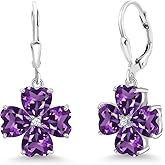 Gem Stone King 6MM Heart Shape Gemstone Birthstone Leverback Drop Dangle Earrings For Women | 925 Sterling Silver | Fine Jewelry Gifts for Her Mom Women Wife