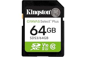 Kingston 64GB Canvas Select Plus SD Card | Up to 100MB/s | Class 10, UHS-I, U1, V10 | SDS3/64GB