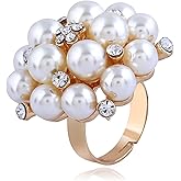 CSIYANJRY99 Vintage Pearl Ring Stacking Promise Pearl Rings Adjustable Open Finger Ring Trendy Personality Statement Jewelry for Women