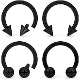 Ovxznts 16G 14G Septum Rings Internally Threaded Surgical Steel Septum Jewelry Lip Rings Hoop Horseshoe Earrings Daith Smiley Piercing Jewelry for Women Men 8mm-10mm Inner Diameter