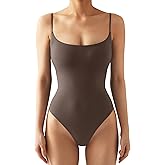 SUUKSESS Women Sexy Square Neck Thong Bodysuit Backless Cami Bodysuit Top