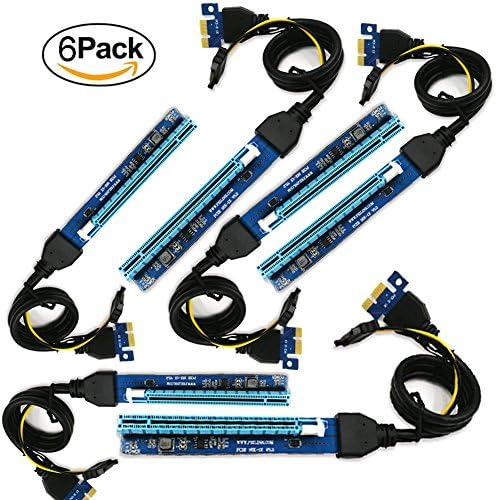 009S 16x to 1x w/60cm Extension Cable PCI-E Riser Adapter Card Powered PCIe&amp; Power Cable for Bitcoin Mining (6-pack)