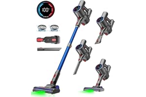 VersLife Z8 Cordless Vacuum Cleaner, 40kPa/500W Power Suction, LED Display, 6-in-1 Lightweight Stick Vacuum with Green LED Light, 6-Stages Filtration, Self-Standing for Pet Hair Hard Floor Carpet