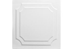 À LA MAISON CEILINGS A La Maison Ceilings R08 Virginian Foam Glue-up Ceiling Tile (21.6 sq. ft./Case), Pack of 8, Plain White