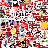 Brand Supreme Laptop Stickers Vinyl - 47 Pack Fashion Cool Waterproof Decals Suitable for Water Bottle Car Motorcycle Bicycle Bumper Skateboard Helmet Luggage Phone Case Decoration Gift [No-Duplicate]