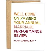 Naixiwen Funny Anniversary Card for Husband Wife Boyfriend Girlfriend, Anniversary Card for Couple, Passing You Annual Performance Review