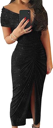 cross over off shoulder ruched bodycon dress