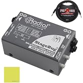 Radial Engineering StageBug Bundle, SB-6 Passive Stereo Line Isolator | Eliminate Audio Noise, High Compatibility, Flat Frequency Response, Instrument Cable &amp; Polishing Cloth Included