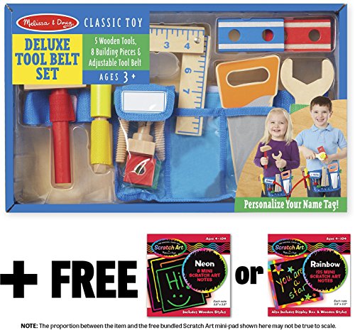 Deluxe Tool Belt Wooden Play Set + FREE Melissa & Doug Scratch Art Mini-Pad Bundle [51743]