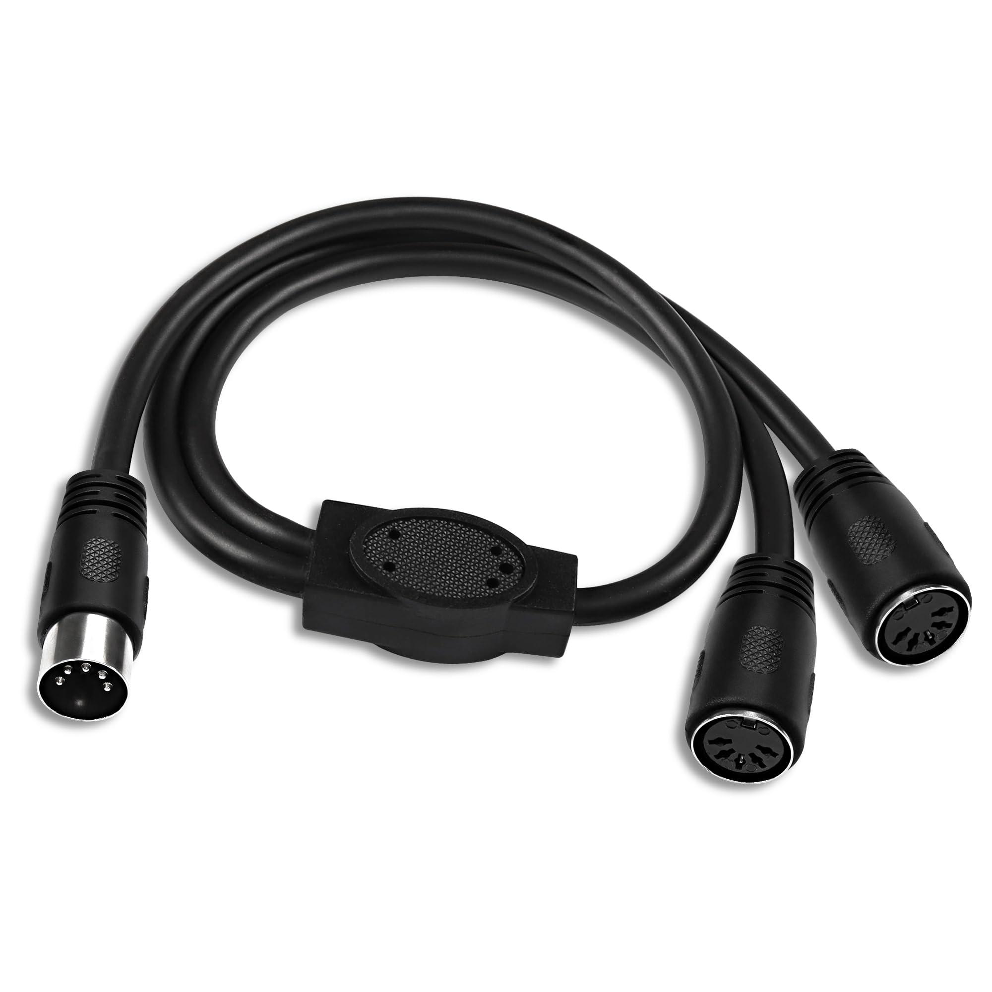 MEIRIYFA MIDI DIN 5-Pin Splitter Y Adapter Cable, Din 5Pin Male to Dual 2 Female Audio MIDI Adapter Extension Cable for MIDI Keyboard, Electric Piano, MIDI Guitar - 0.5M
