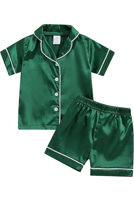 Pajama Sets Multitrust Baby Silk Short Sleeve Button-Up Shorts
