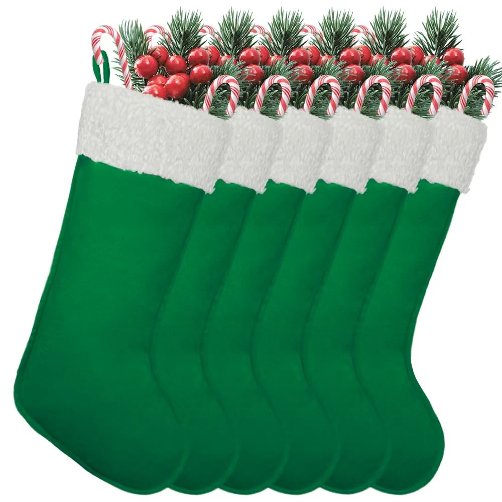 Photo 1 of 6Pack Traditional Christmas Stockings 20 Inches – Large Holiday Velvet Xmas Stockings for Fireplace, Home, Office & School Decorations – Classic Plain Christmas Stockings for Family or Business Use