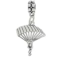 LGU Sterling Silver Oxidized Skydiving Parachute Para Sailer European Dangle Bead Charm