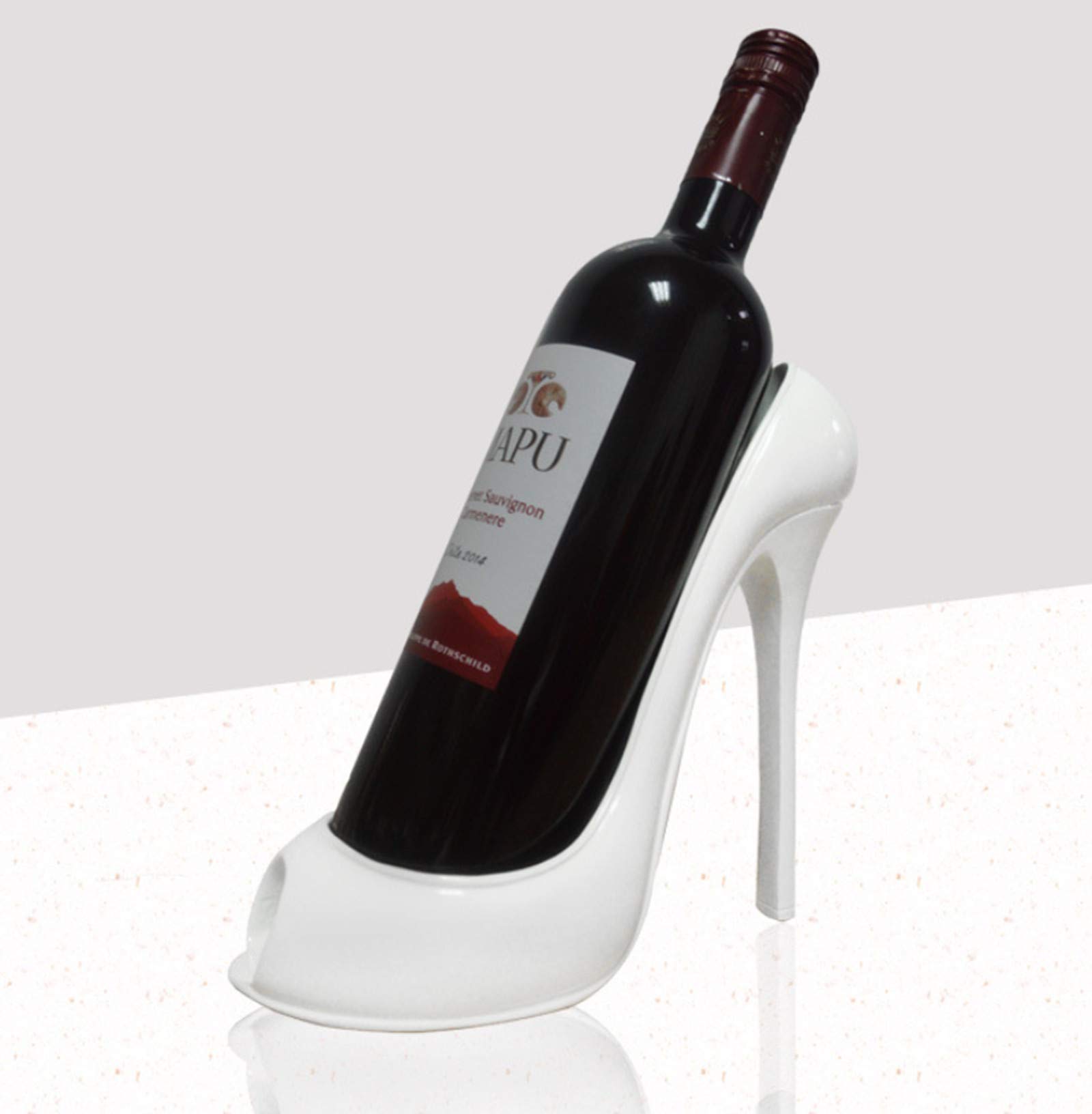 Fantes High Heel Wine Holder Bottle Rack Counter Top Storage Stand for Wedding Party Home Decor (White High Heel)