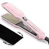 Wavytalk Wet to Straight Hair Straightener, 1.75&Prime; Wide Vent Sesh Flat Iron | Straightener for Damp or Dry Hair with Dual Voltage Leave Silky Smooth Look, 20% Faster Styling, Pink