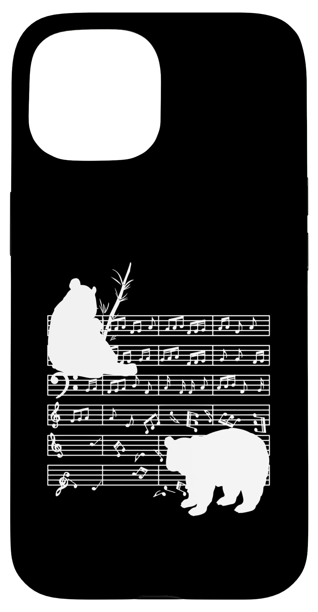 Music Notes with Panda on Music Sheet - Music Teacher Case for iPhone 15