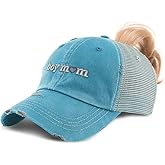 Ponytail Cap Women's Baseball Cap Embroidered Boy Mom Style B Sun Hat with Ponytail Hole High Pony Hat