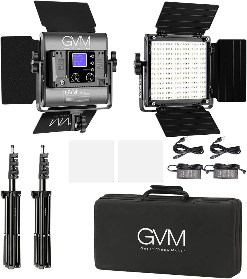 GVM RGB Led Video Light, 2PCS Video Lighting Kit with APP Control, 40W Photography Lighting Led Panel Light with 8 Kinds of The Scene Lights for Studio YouTube, 3200K-5600K, CRI 97+ : Camera & Photo