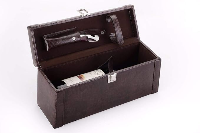 Borse Single Bottle Bar Box | Wine Box Set with Tools, Bar Accessories, Wine Presentation Box, Anniversary Ceremony Housewarming Wedding Favor Wine Gift Box