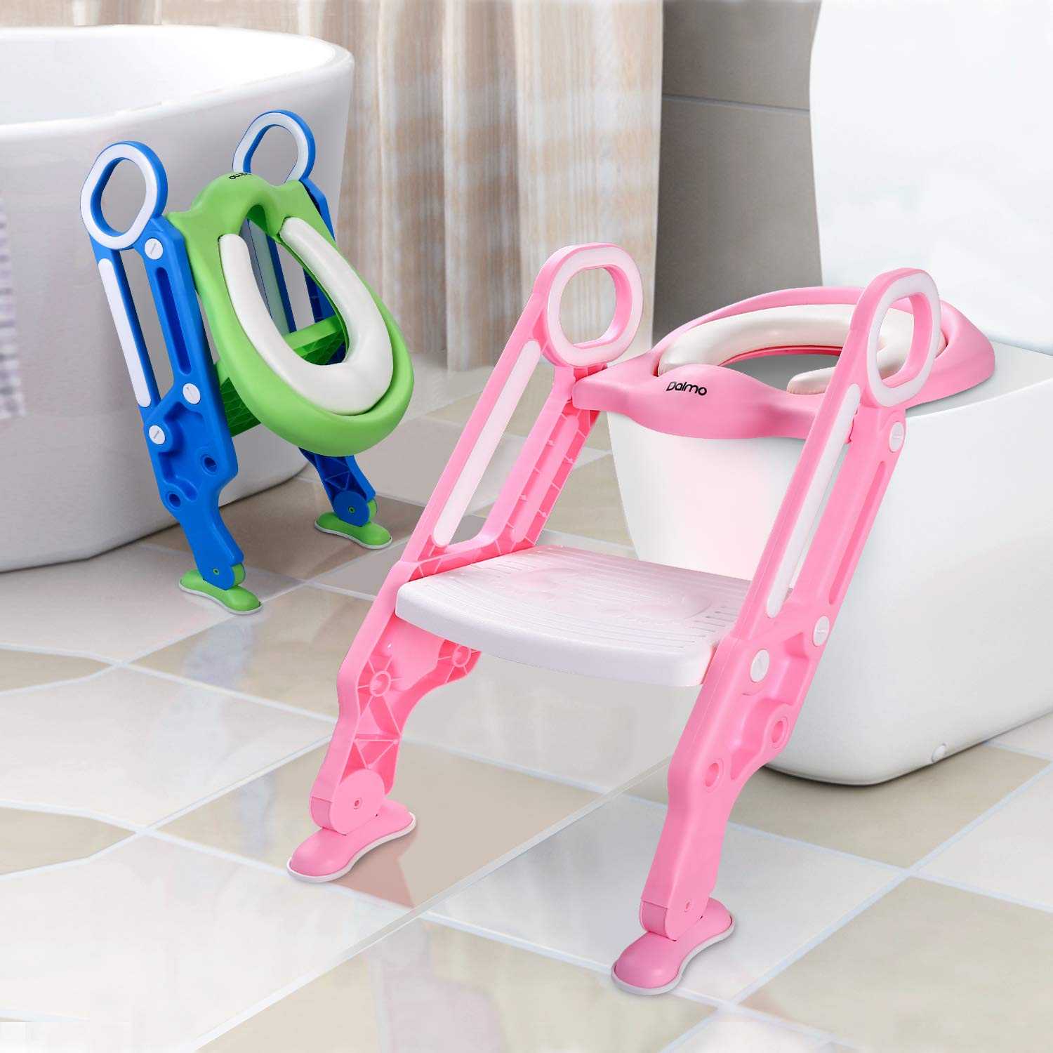 Reductor Wc Dalmo Dbpw01l Asiento Escalera Del Tocador De Ninos Dalmo Asiento Para Wc Con Escalon Plegable Asiento Para Inodoro De Bebe Orinal Formacion Altura Ajustable Azul Antideslizante Bebe Orinales Y Taburetes