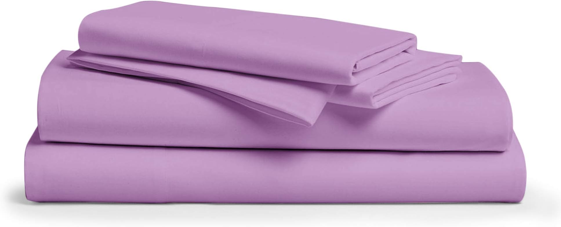 TEXAS LINEN CO. Cotton Bed Sheets (Queen, 1000 Thread Count) Lilac Sheets and Pillow Cases Set (4 Pc) – Cotton Sheets Queen Size Bed- Sateen Weave Sheets- 18” Queen Deep Pocket Sheets