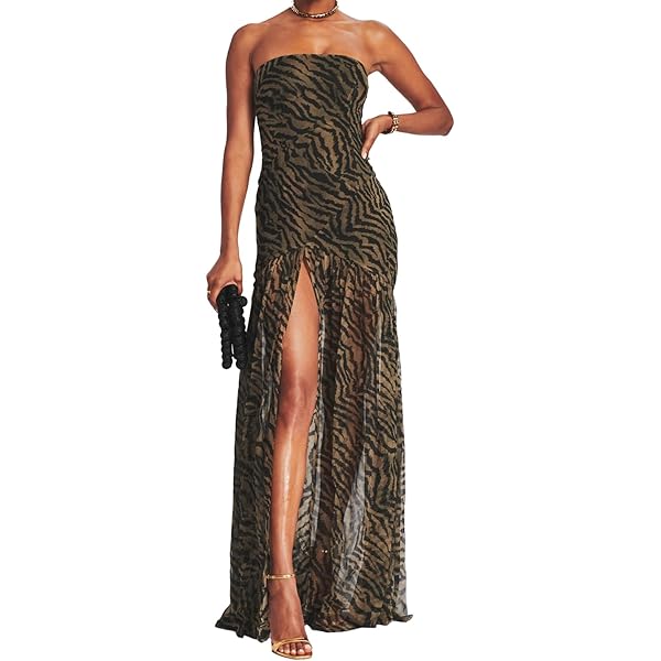Amazon.com: Women Y2k Floral Mesh Tube Top Dress Backless See Through Long  Maxi Dress Sexy Sheer Strapless Club Party Dress (Brown, S) : Clothing,  Shoes & Jewelry