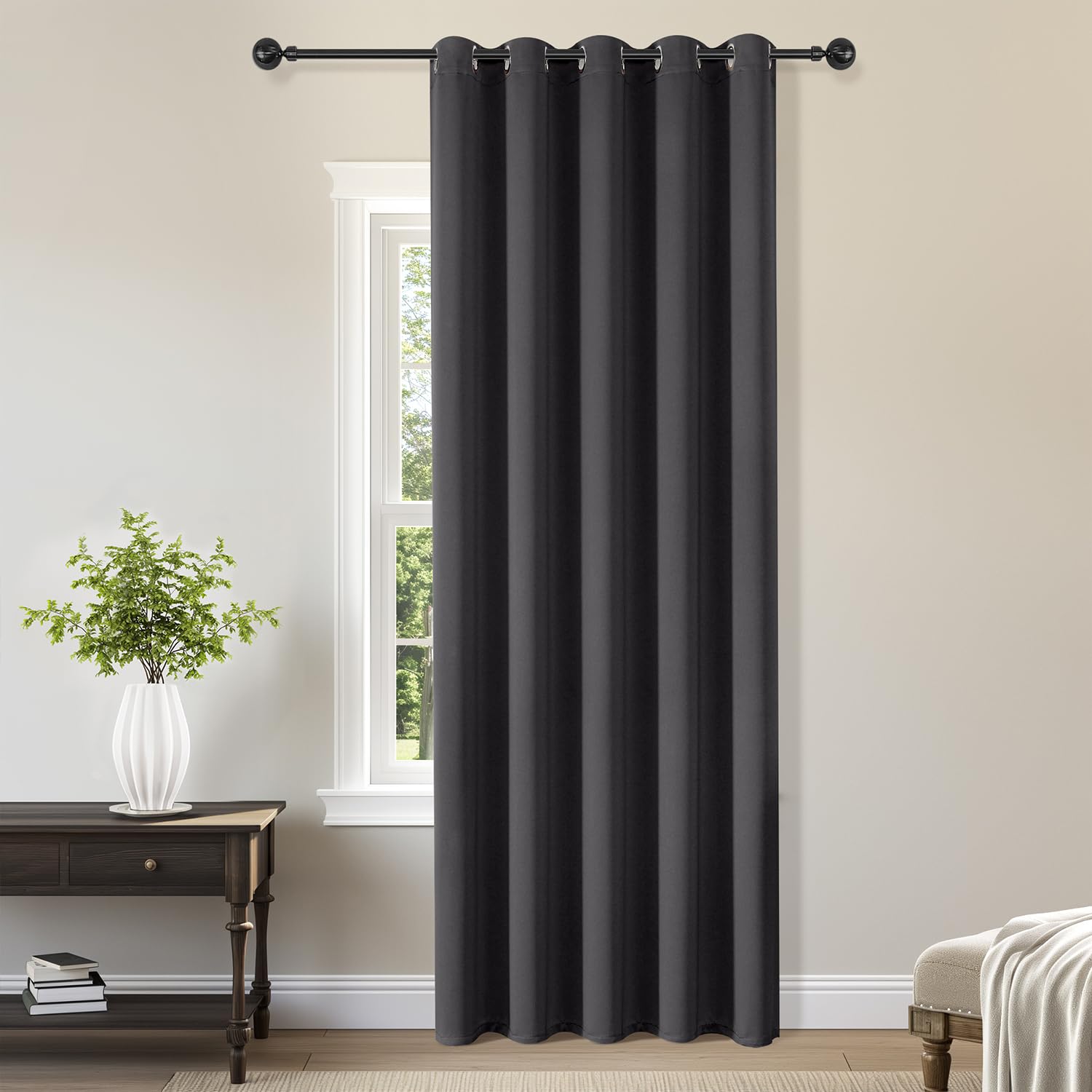 Photo 1 of ChrisDowa Blackout Curtains 70 inches Wide for Bedroom - Extra Wide Grommet Thermal Insulated Room Darkening Curtains for Living Room (1 Panel, Dark Grey, 70 x 84 Inch)