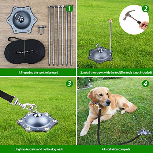HQQNUO Dog Tie Out Stake, 360 Swivel Heavy Duty Dog Anchor with 30ft