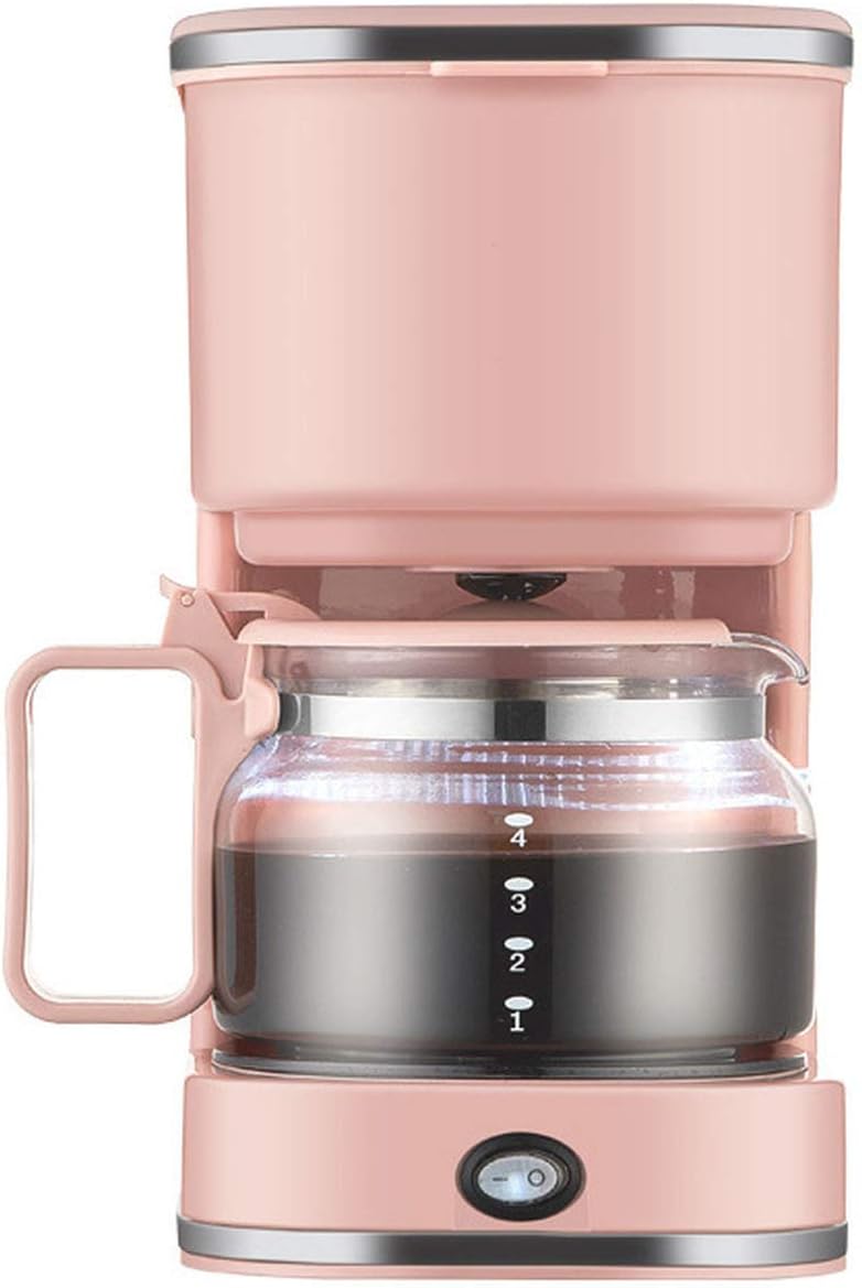 Portable Coffee Maker Automatic American Drip Coffee Machine 5 Cups Coffee Makers 220V for Coffee and Tea for Home Use,Pink