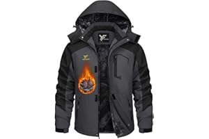 Yufawow Men Winter Jacket Work Coat Waterproof Windbreaker Heavy Softshell Heat Warm Thermal Insulated Ski Snow Snowboard