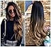 DevaLook Hair Extensions 24 Inches No Front Parting Half Head Wig Long Wavy Curly Black Blonde Ombre Clip in Wig