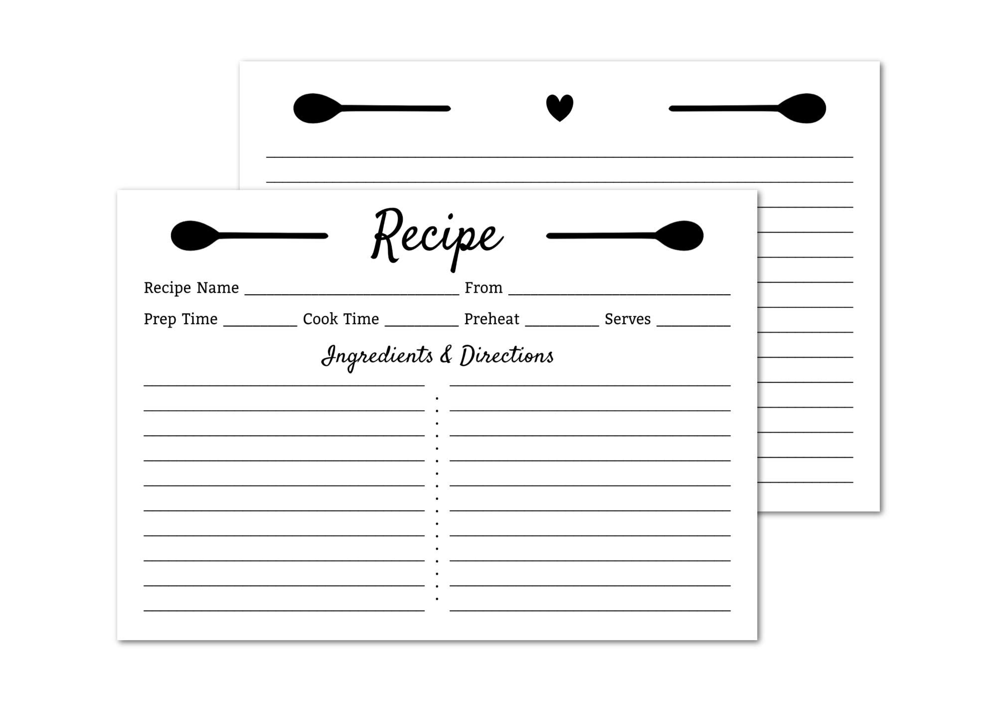 Blank Recipe Cards 4x6 Double Sided White Rustic Recipe Cards - Set of 50 Recipe Cards