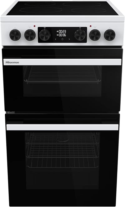 Hisense Freestanding Ceramic Cooker Double Oven 69/43 L White A Rated