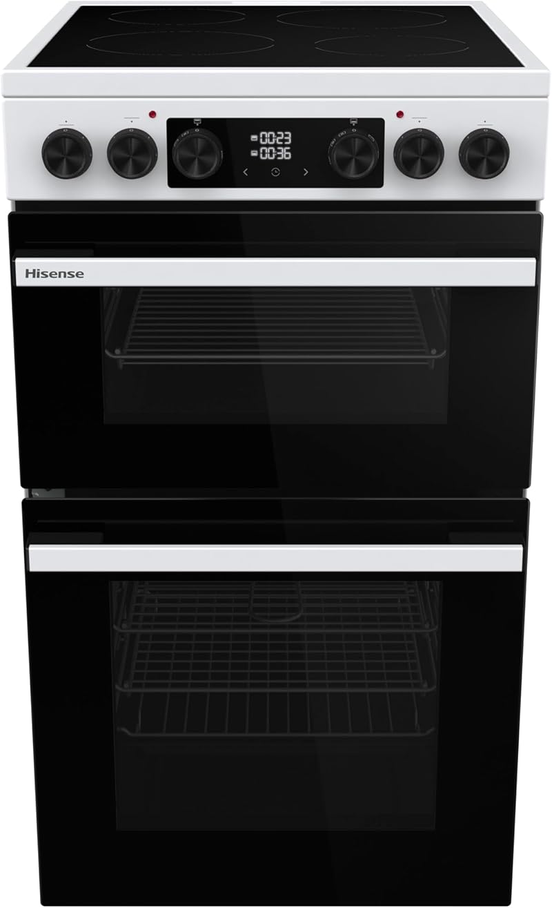 Hisense Freestanding Ceramic Cooker Double Oven 69/43 L White A Rated
