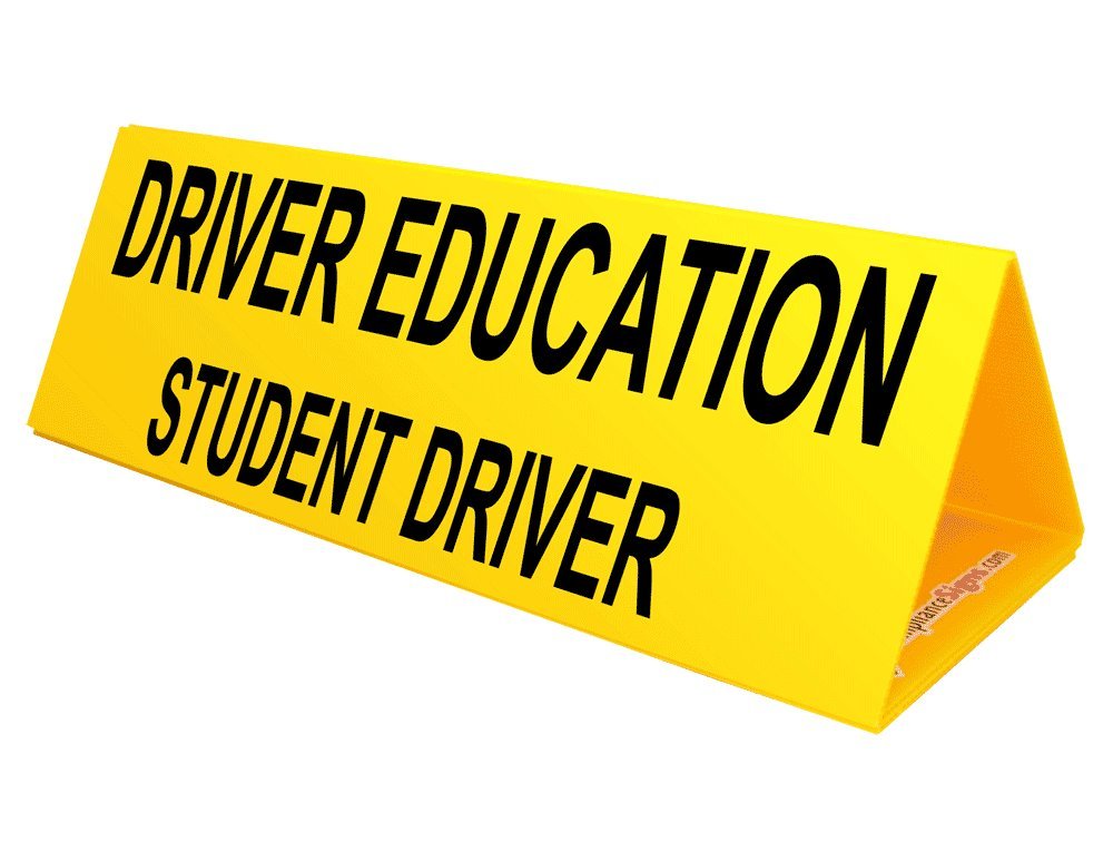 Driver Education Student Driver Yellow Car Topper Sign, 30x10 inch