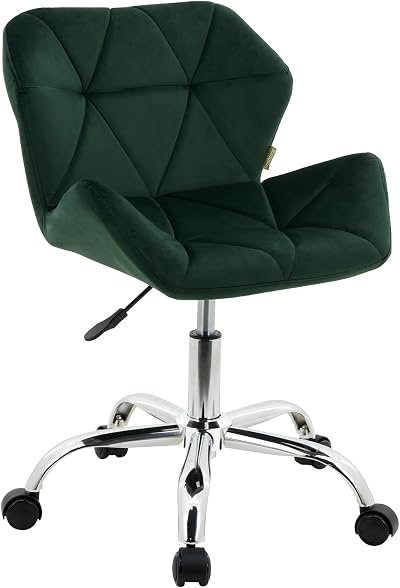 HNNHOME Modern Eris Padded Swivel Fabric Office Chair Dark Green Velvet