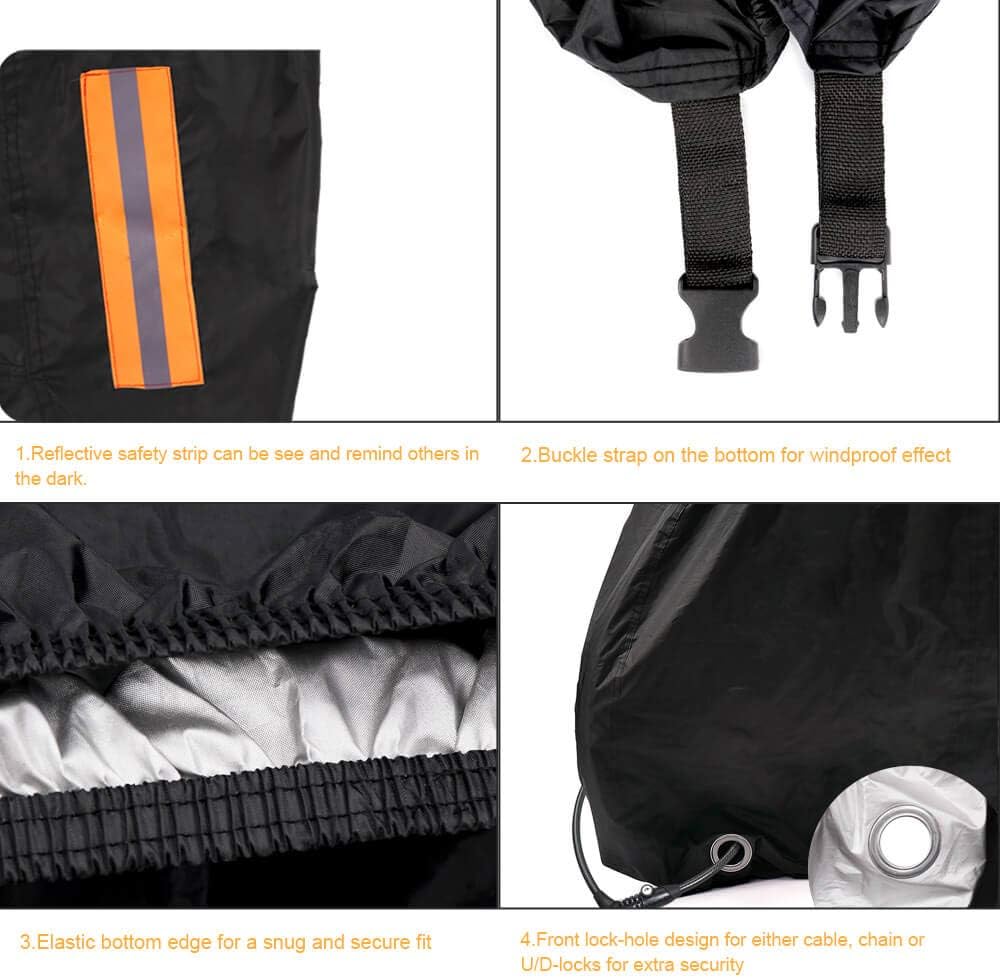 toptrek 210D motorbike cover waterproof outdoor (190T: 96.5 x 41 x 50 inch), Black - Image 5