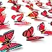 Amaonm® 60 Pcs 5 Packages Beautiful 3D Butterfly Wall Decals Removable DIY Home Decorations Art Decor Wall Stickers & Murals for Babys Bedroom Tv Background Living Room (Red)